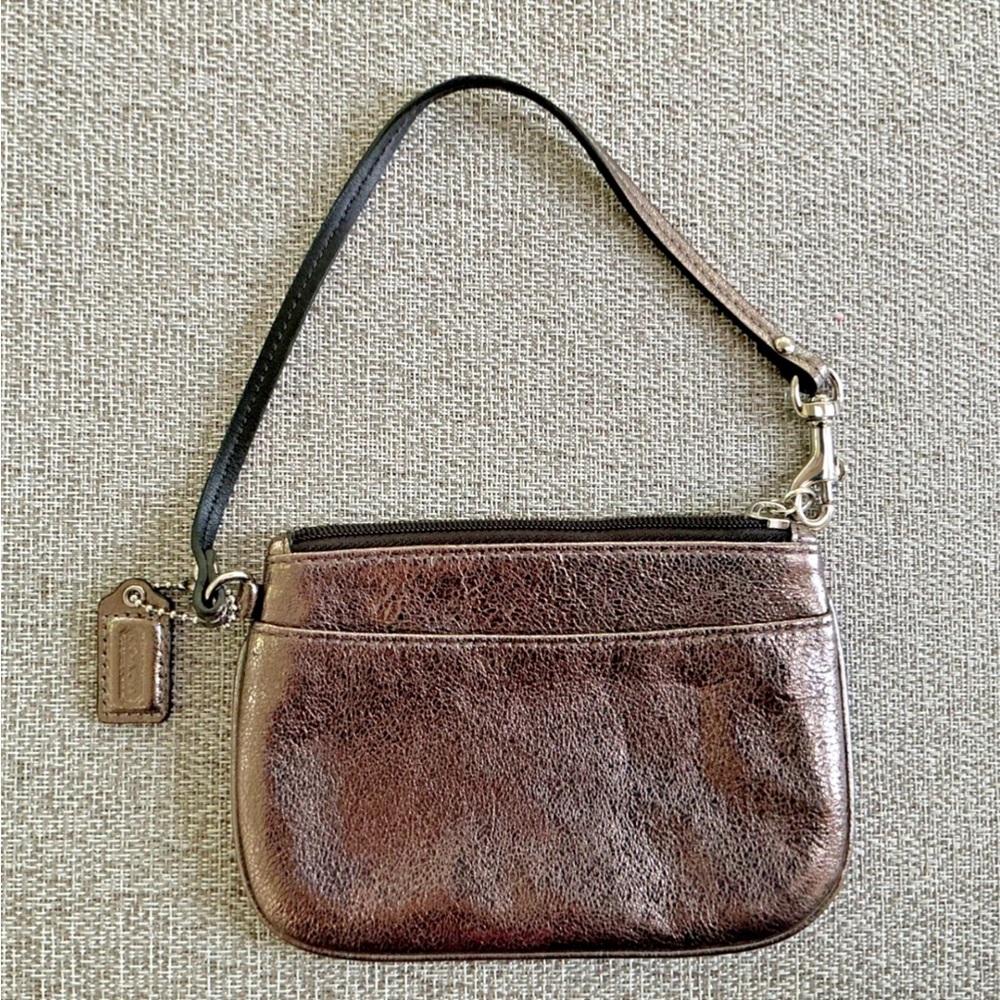 Coach Metallic Brown Wristlet Clutch